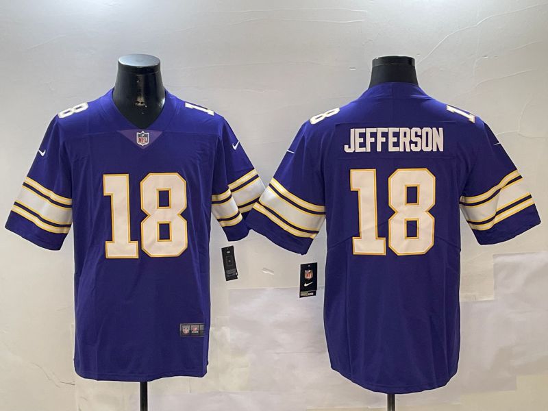 Men Minnesota Vikings #18 Jefferson Purple Throwback Three generation 2024 Nike Limited NFL Jersey style 4->minnesota vikings->NFL Jersey
